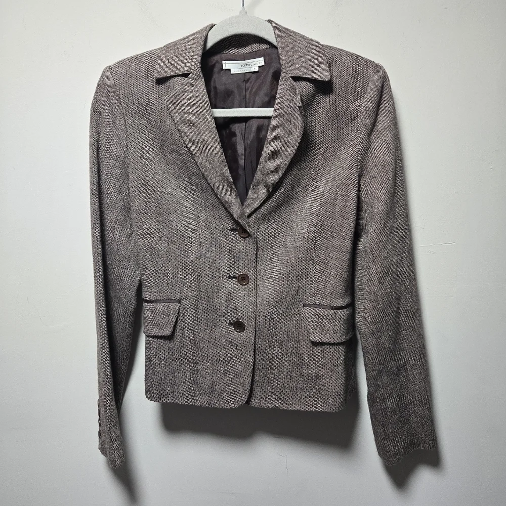 To The Max Wool Blend Brown Blazer Suit Jacket Size 6 Career Wear Business